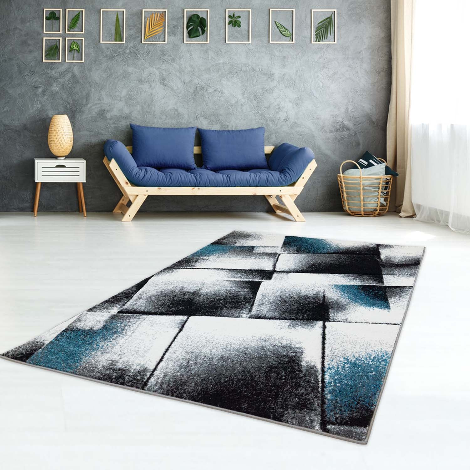 Tapijt Omid Geo Vloerkleed Blauw - Omid Carpets