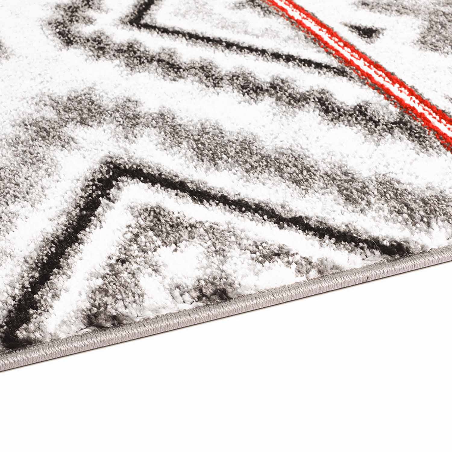 Rood Tapijt Laagpolig Vloerkleed Omid Art - Red Geometry - Omid Carpets