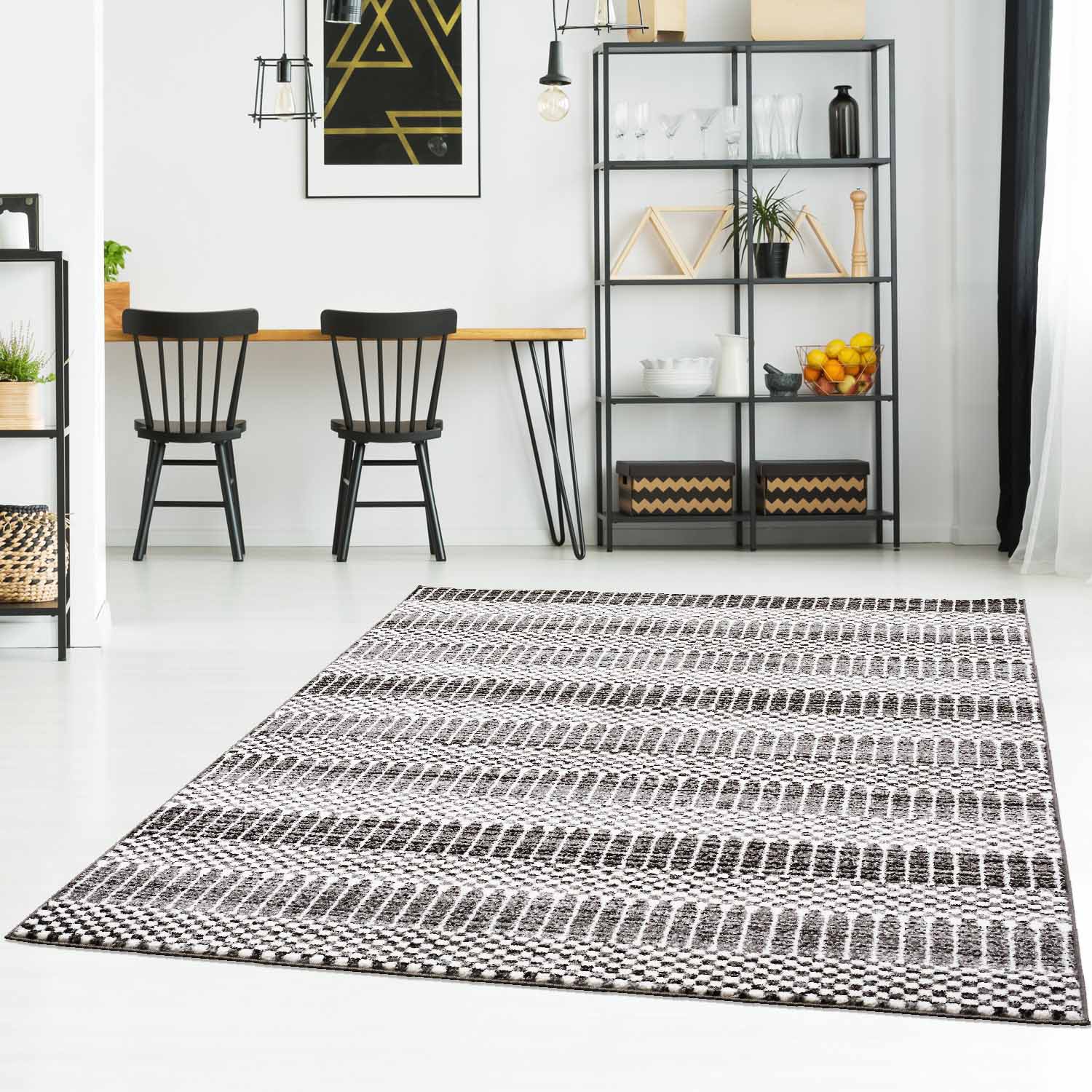 Grijs Tapijt Laagpolig Vloerkleed Omid Art - Grey Spectacle - Omid Carpets