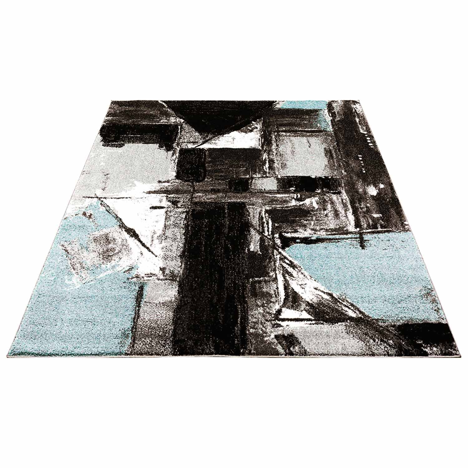 Blauw Tapijt Laagpolig Vloerkleed Omid Art - Blue Paint - Omid Carpets