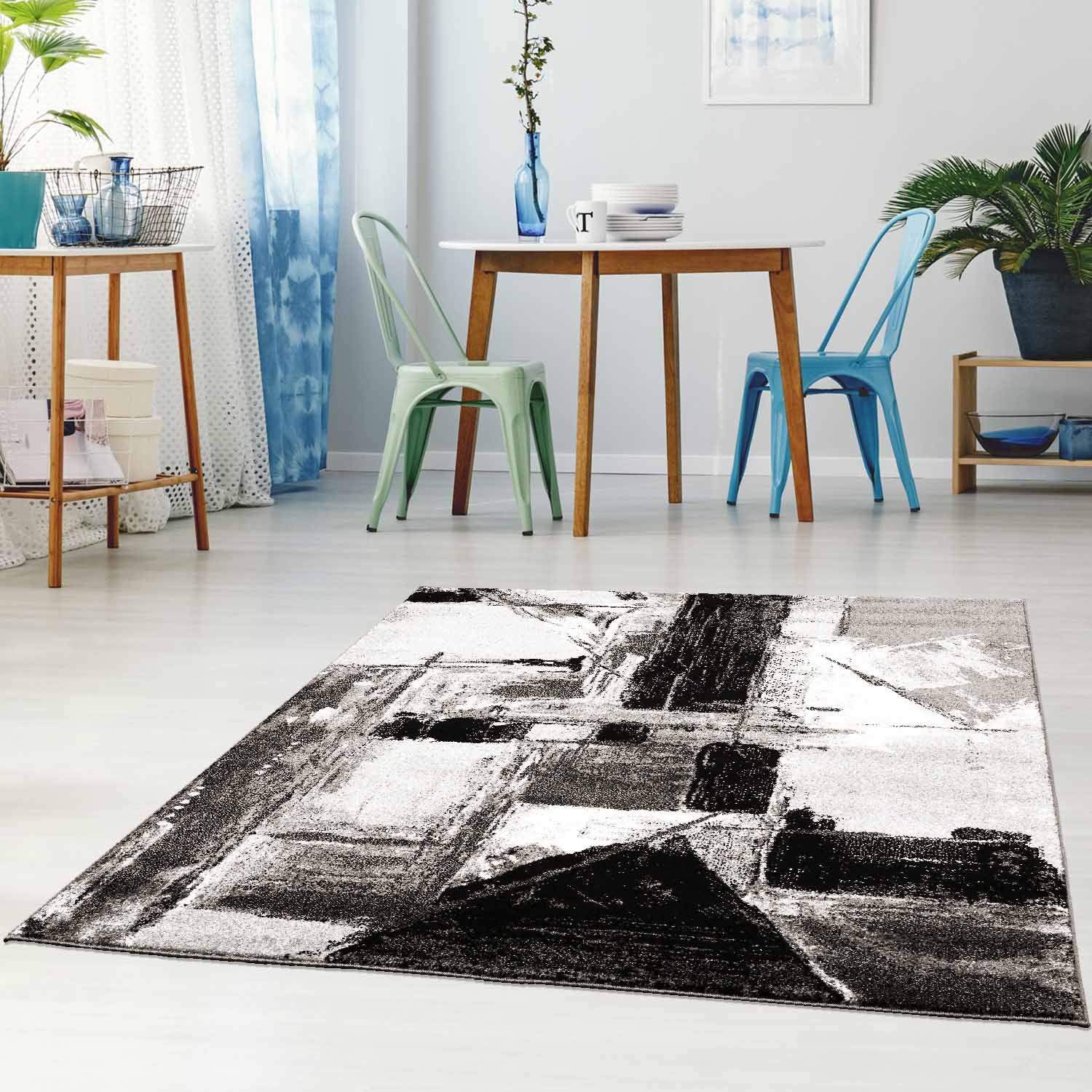 Grijs Tapijt Laagpolig Vloerkleed Omid Art - Grey Paint - Omid Carpets