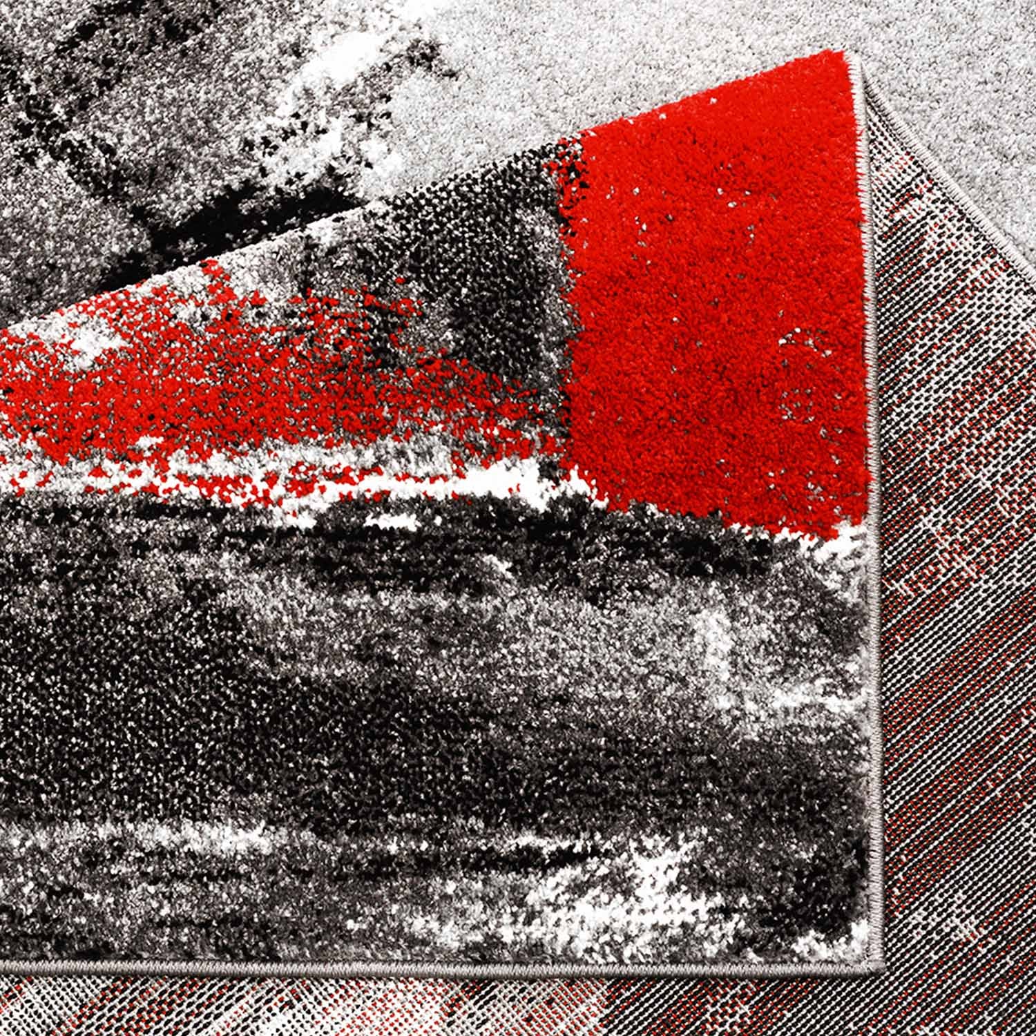 Rood Tapijt Laagpolig Vloerkleed Omid Art - Red Paint - Omid Carpets