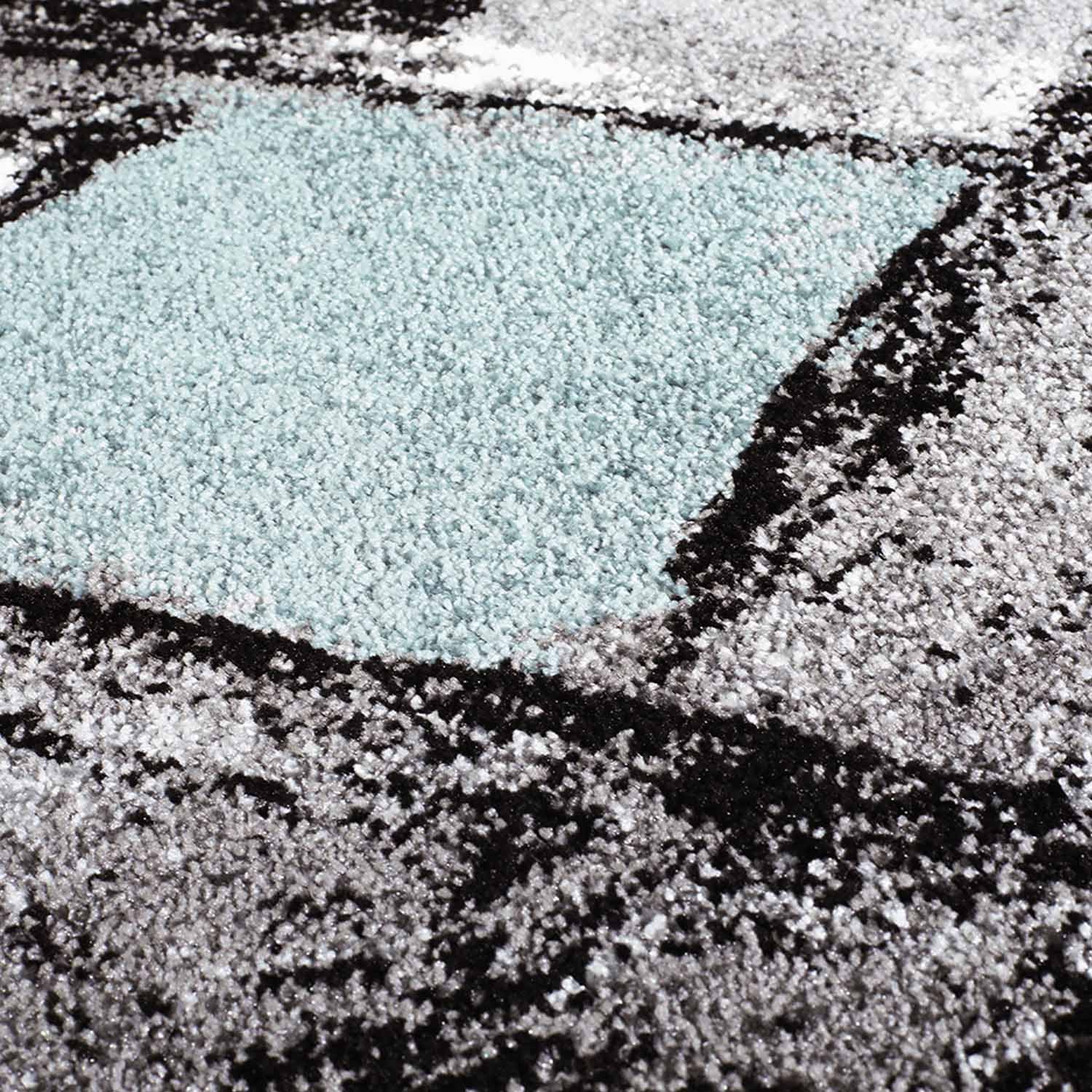 Blauw Tapijt Laagpolig Vloerkleed Omid Art - Blue Architecture - Omid Carpets