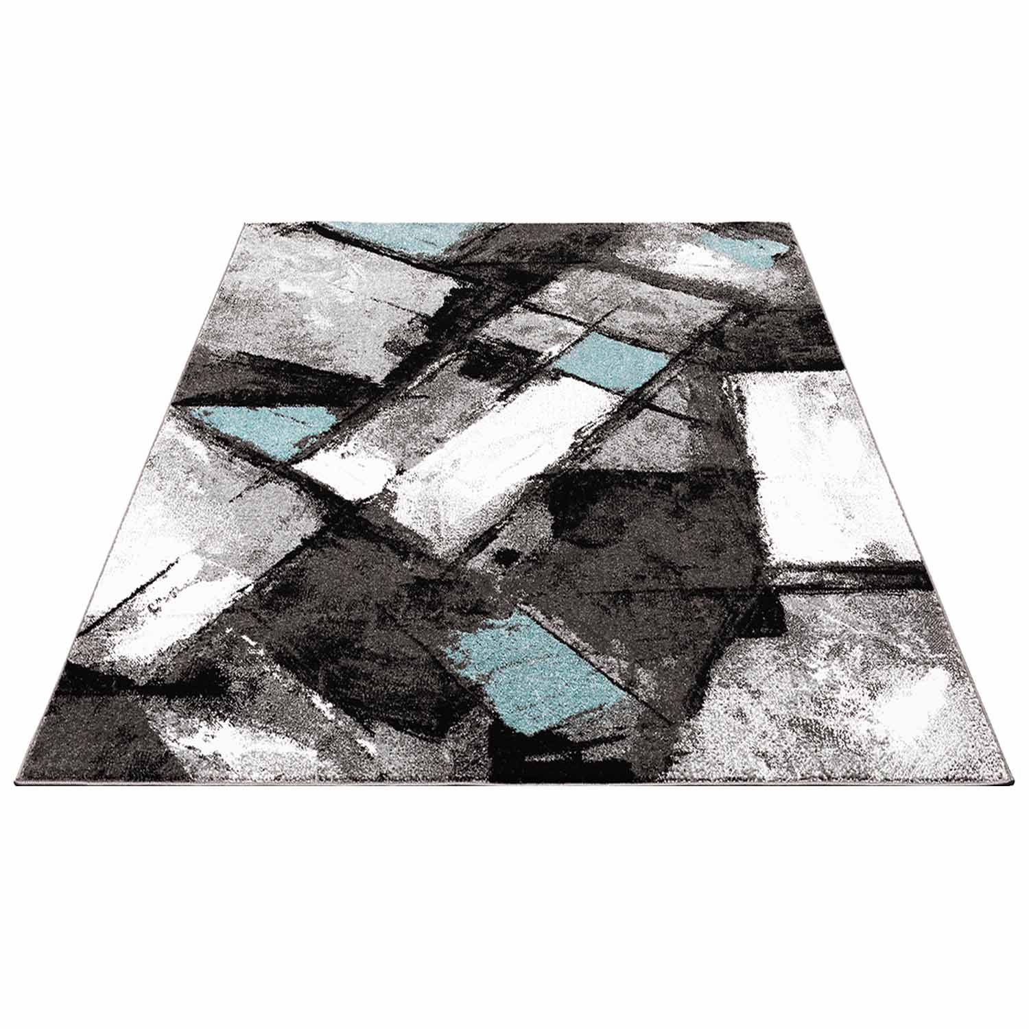 Blauw Tapijt Laagpolig Vloerkleed Omid Art - Blue Architecture - Omid Carpets