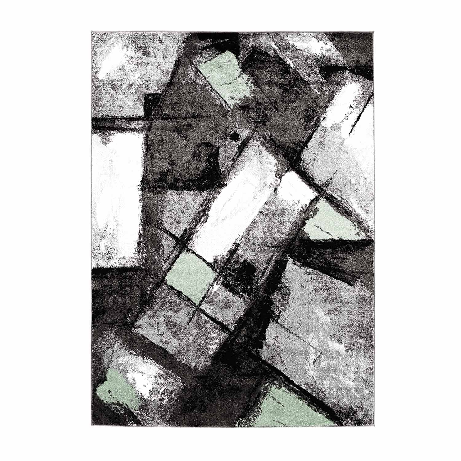 Groen Tapijt Laagpolig Vloerkleed Omid Art - Green Architecture - Omid Carpets