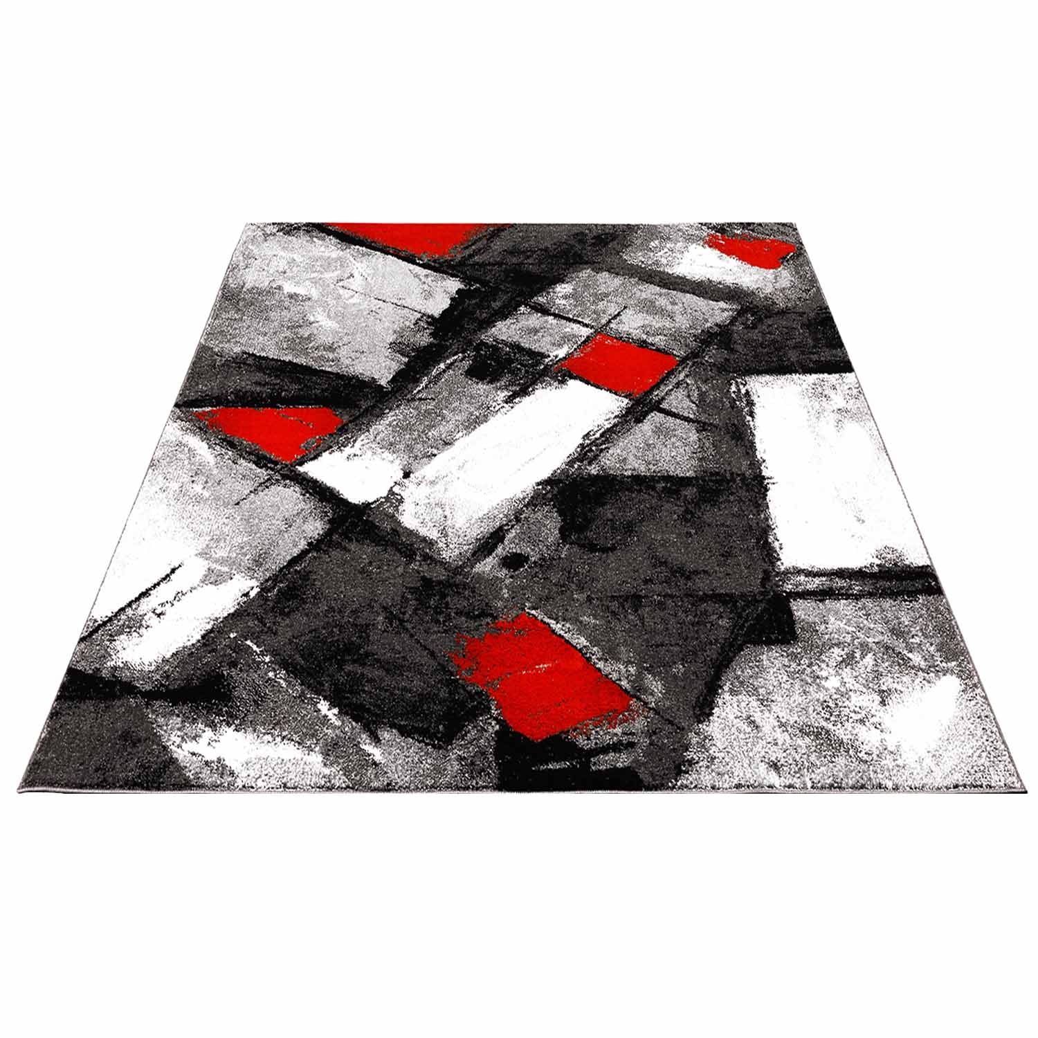 Rood Tapijt Laagpolig Vloerkleed Omid Art - Red Architecture - Omid Carpets