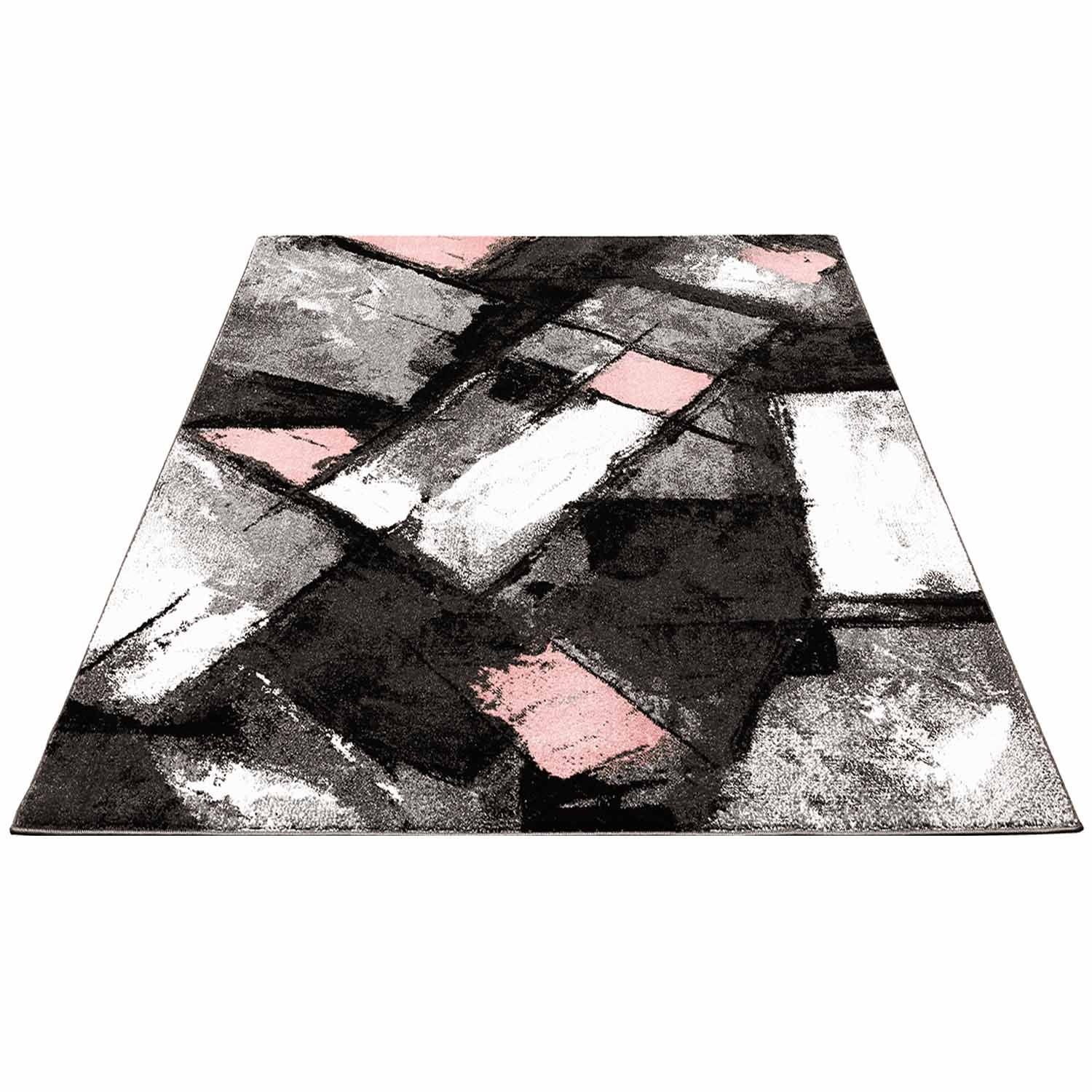Roos Tapijt Laagpolig Vloerkleed Omid Art - Pink Architecture - Omid Carpets