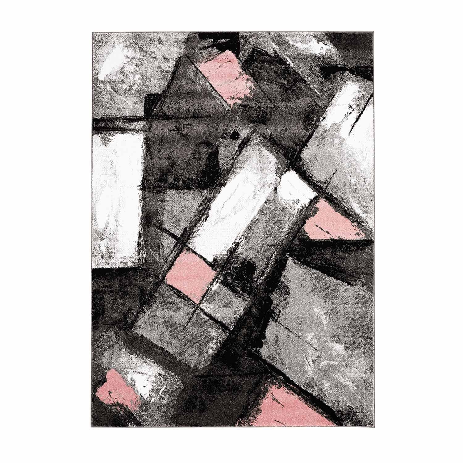 Roos Tapijt Laagpolig Vloerkleed Omid Art - Pink Architecture - Omid Carpets