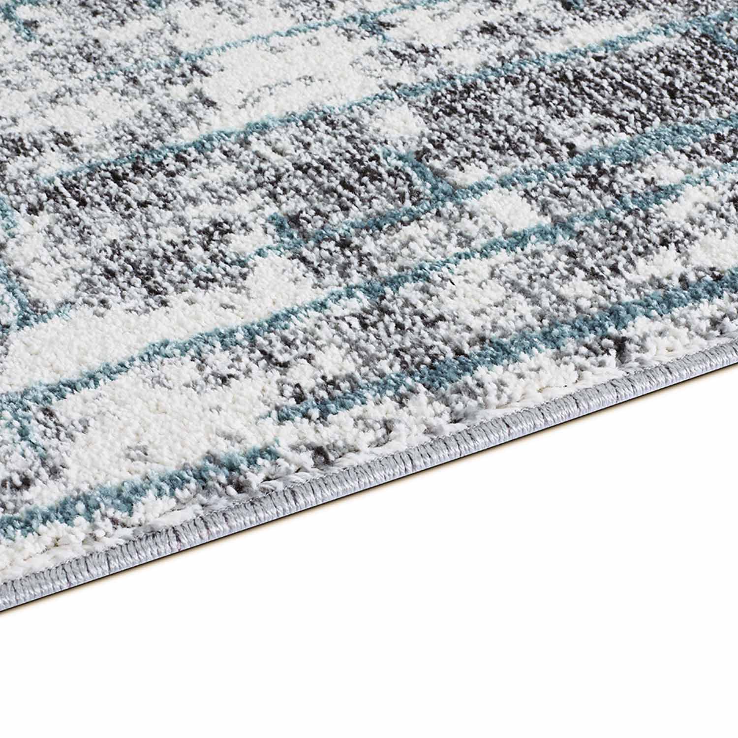 Blauw Tapijt Laagpolig Vloerkleed Omid Art - Blue Lines - Omid Carpets
