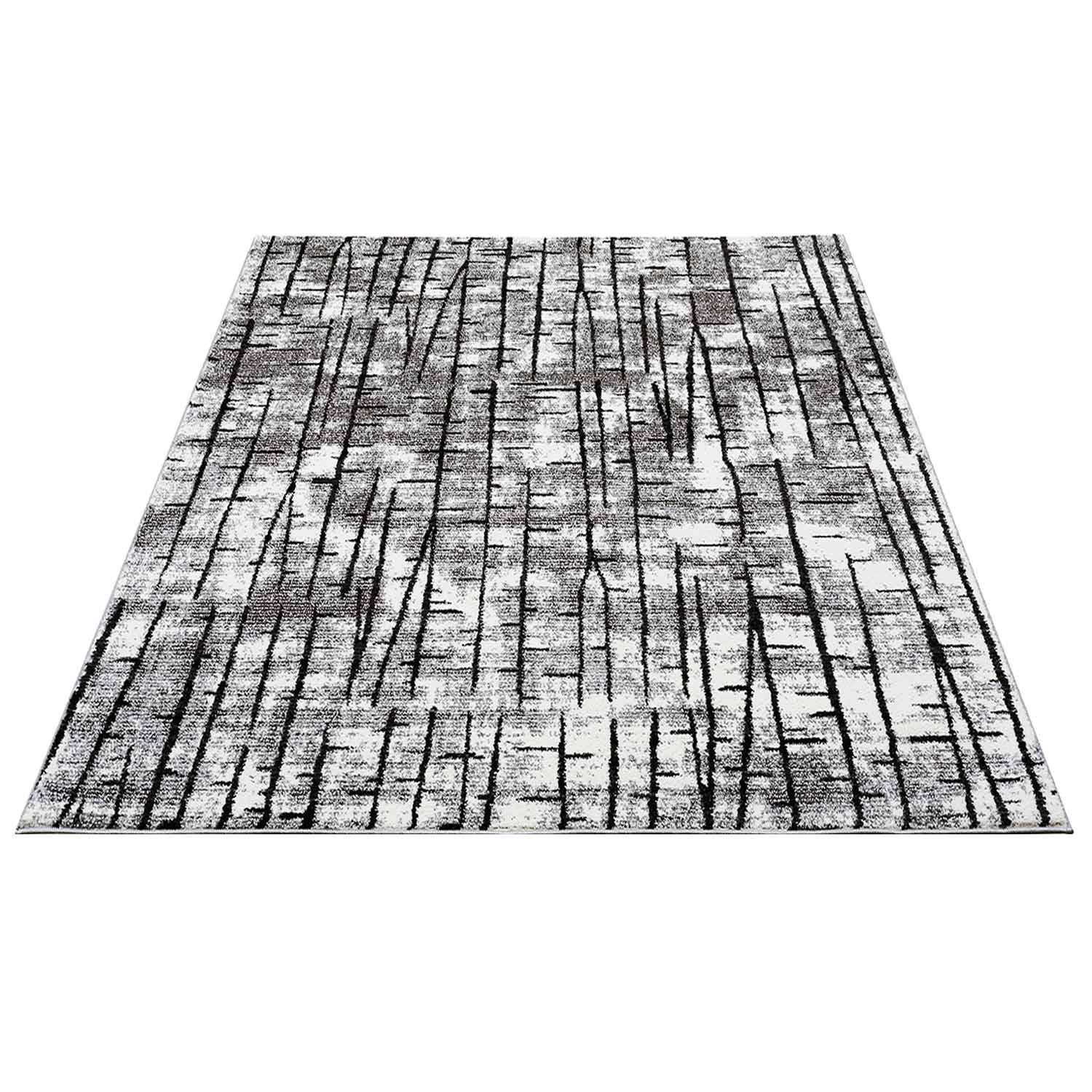 Grijs Tapijt Laagpolig Vloerkleed Omid Art - Grey Lines - Omid Carpets