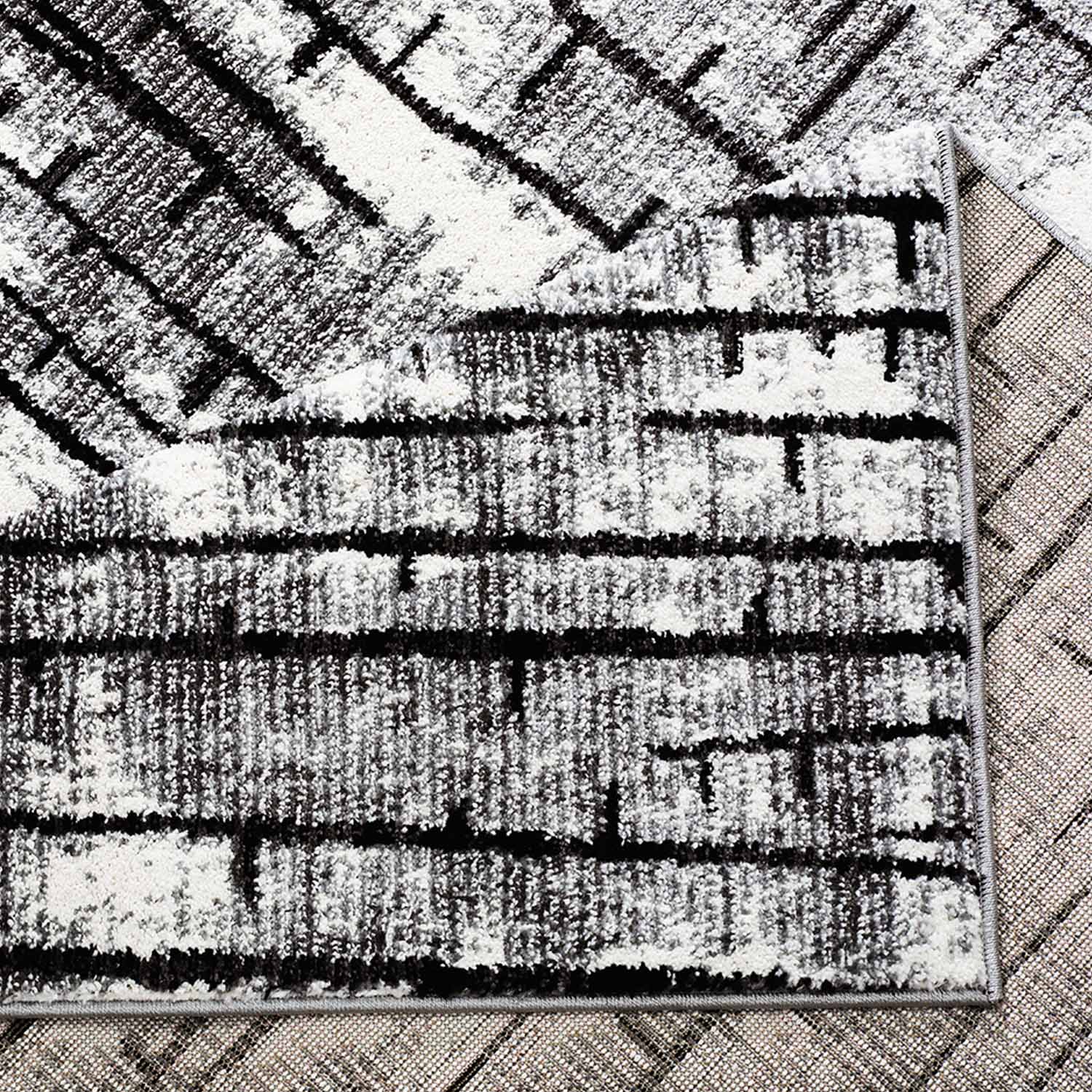 Grijs Tapijt Laagpolig Vloerkleed Omid Art - Grey Lines - Omid Carpets