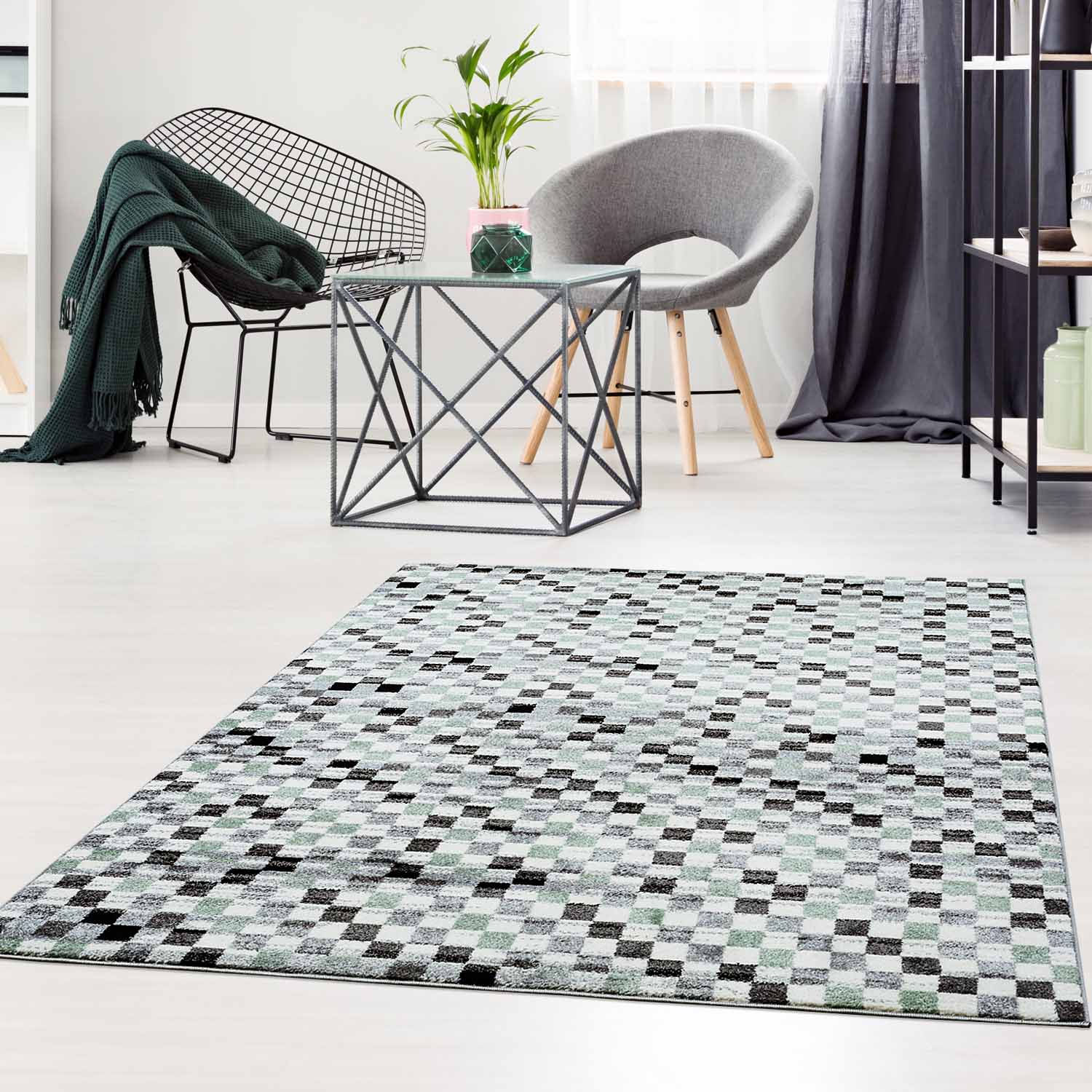 Groen Tapijt Laagpolig Vloerkleed Omid Art - Green Diamond - Omid Carpets