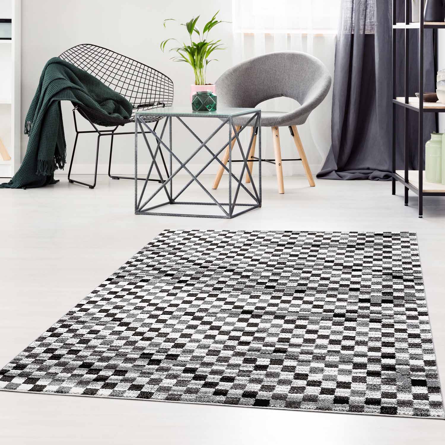 Grijs Tapijt Laagpolig Vloerkleed Omid Art - Grey Diamond - Omid Carpets