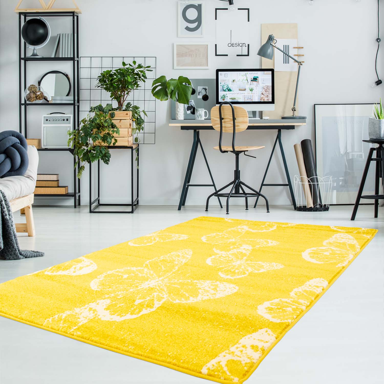 Tapijt Omid Butterfly Geel Vloerkleed - Omid Carpets