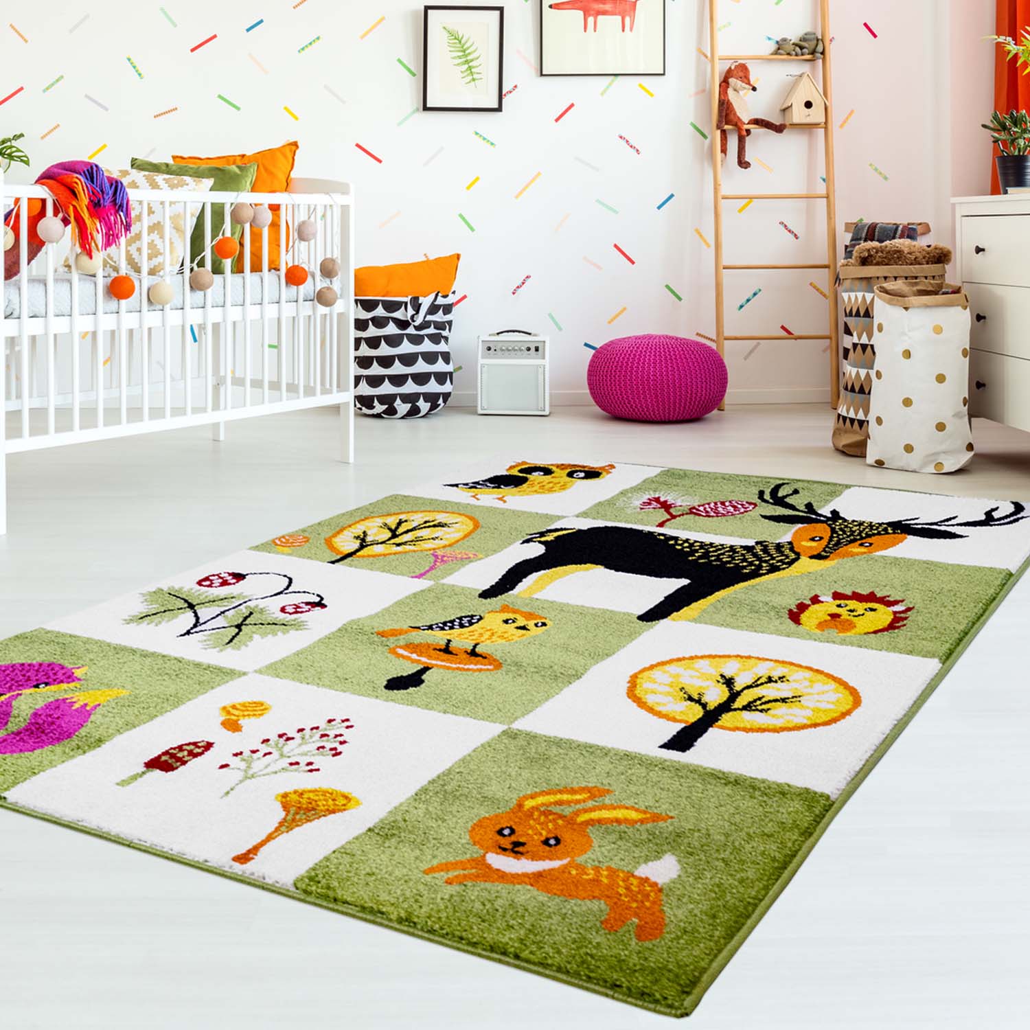 Kindertapijt Omid Hert Groen Vloerkleed - Omid Carpets