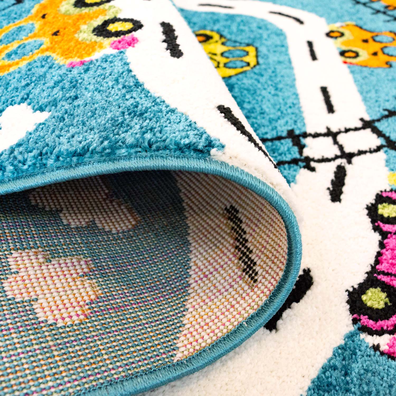 Kindertapijt Omid Auto Blauw Vloerkleed - Omid Carpets