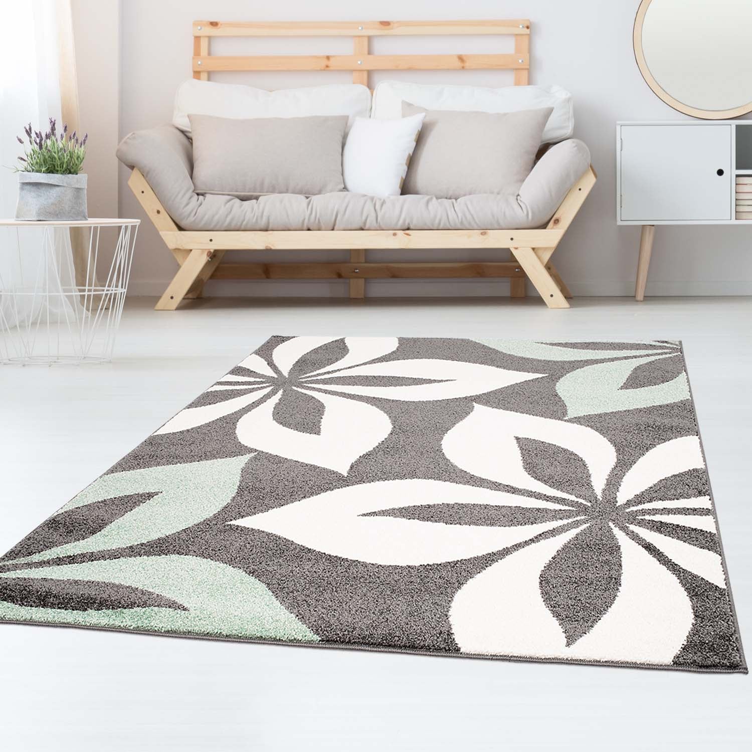 Tapijt Omid Spring Laagpolig Vloerkleed Groene Bloemen - Omid Carpets