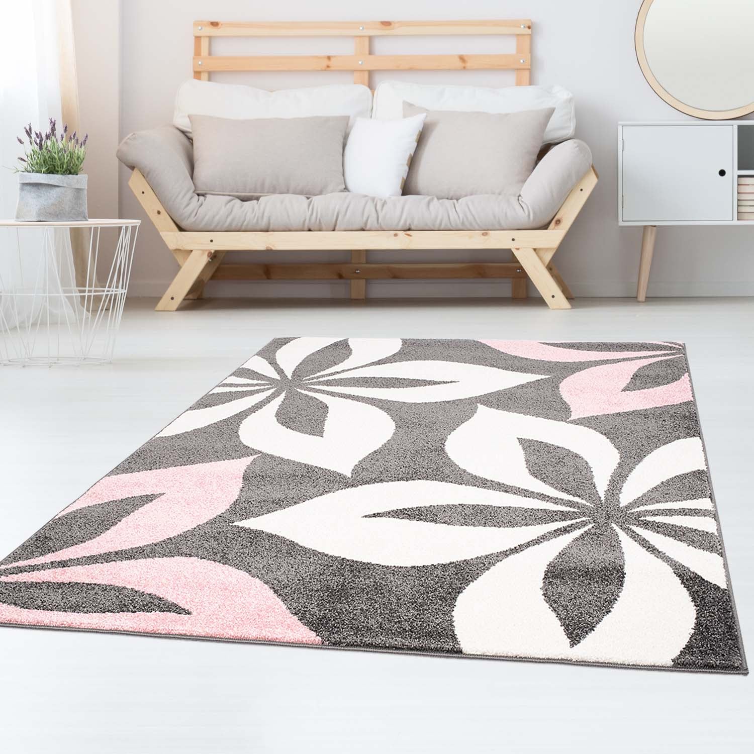 Tapijt Omid Spring Laagpolig Vloerkleed Roze Bloemen - Omid Carpets