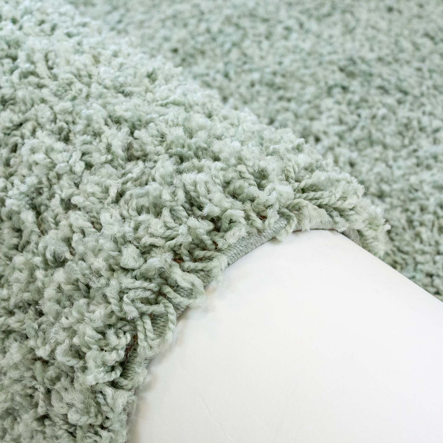 Tapijt Omid Effen Hoogpolig Vloerkleed Pastelgroen - Omid Carpets