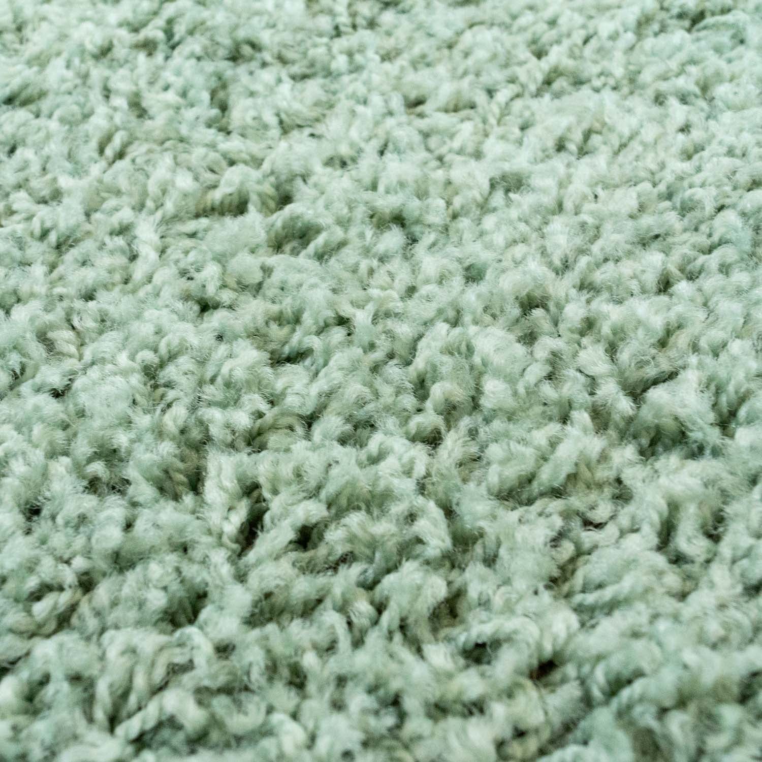 Tapijt Omid Effen Hoogpolig Vloerkleed Pastelgroen - Omid Carpets