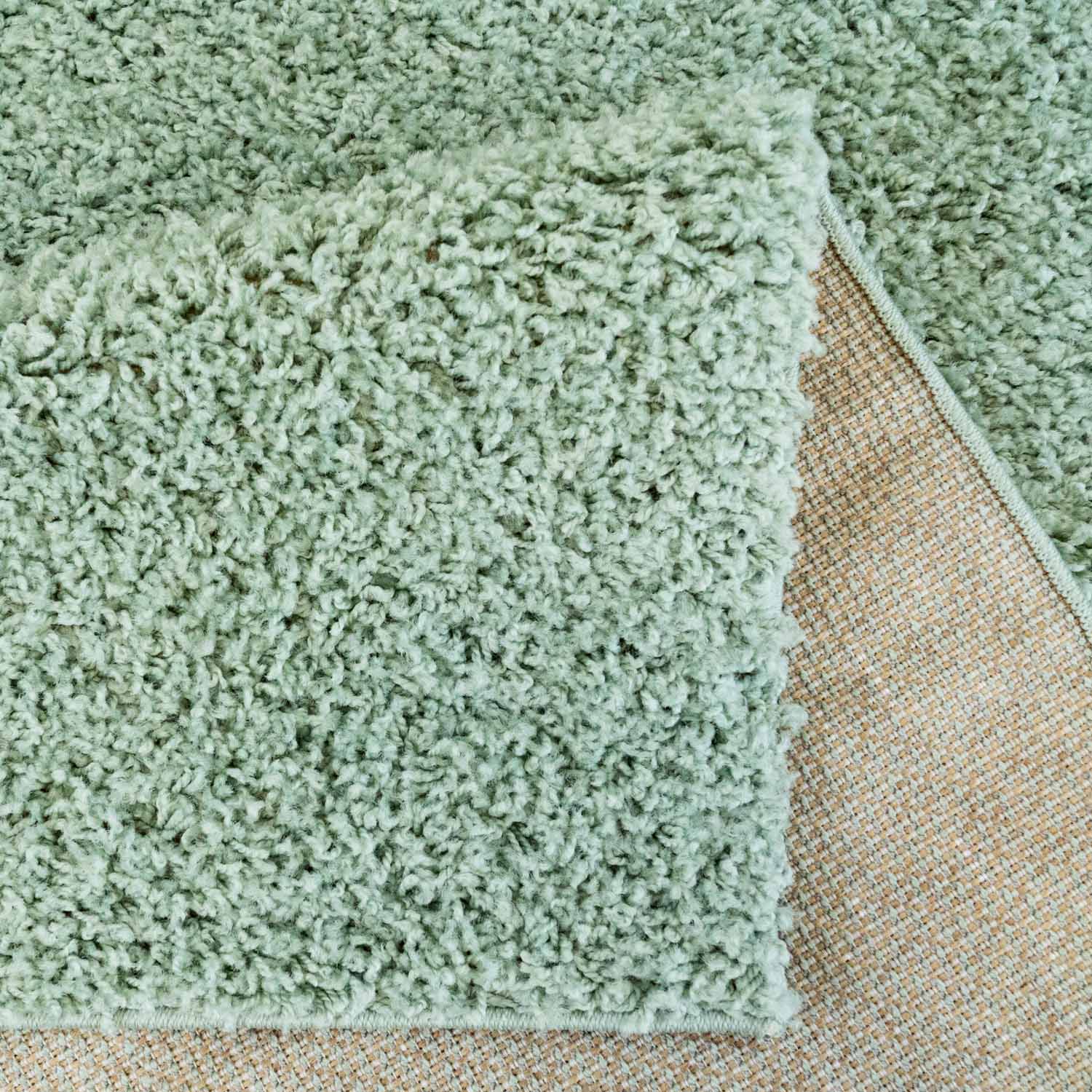 Tapijt Omid Effen Hoogpolig Vloerkleed Pastelgroen - Omid Carpets