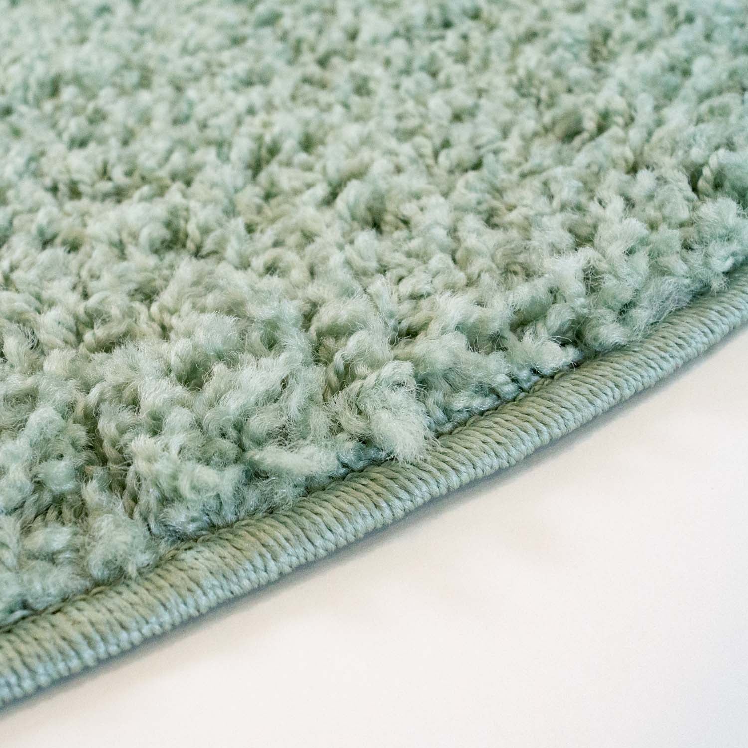 Tapijt Omid Effen Hoogpolig Vloerkleed Pastelgroen - Omid Carpets