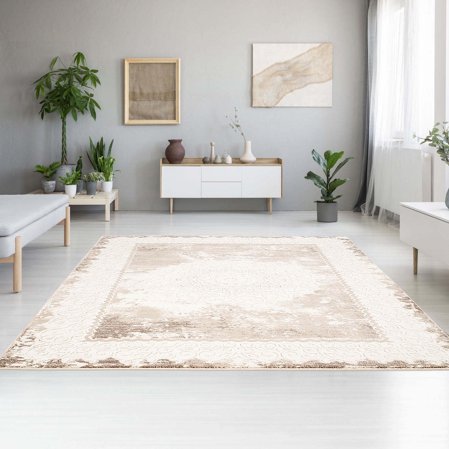 Tapijt Omid Spring Laagpolig Vloerkleed Natural Classic Creme 2 - Omid Carpets