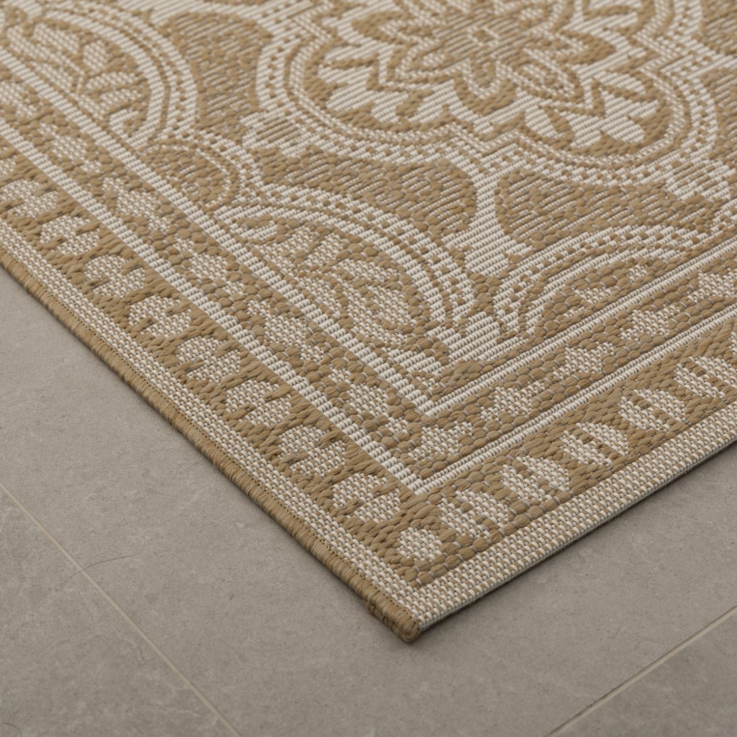 Vloerkleed Buiten - Buitenkleed Laagpolig Beige Vloerkleed Omid Outdoor Tapijt
