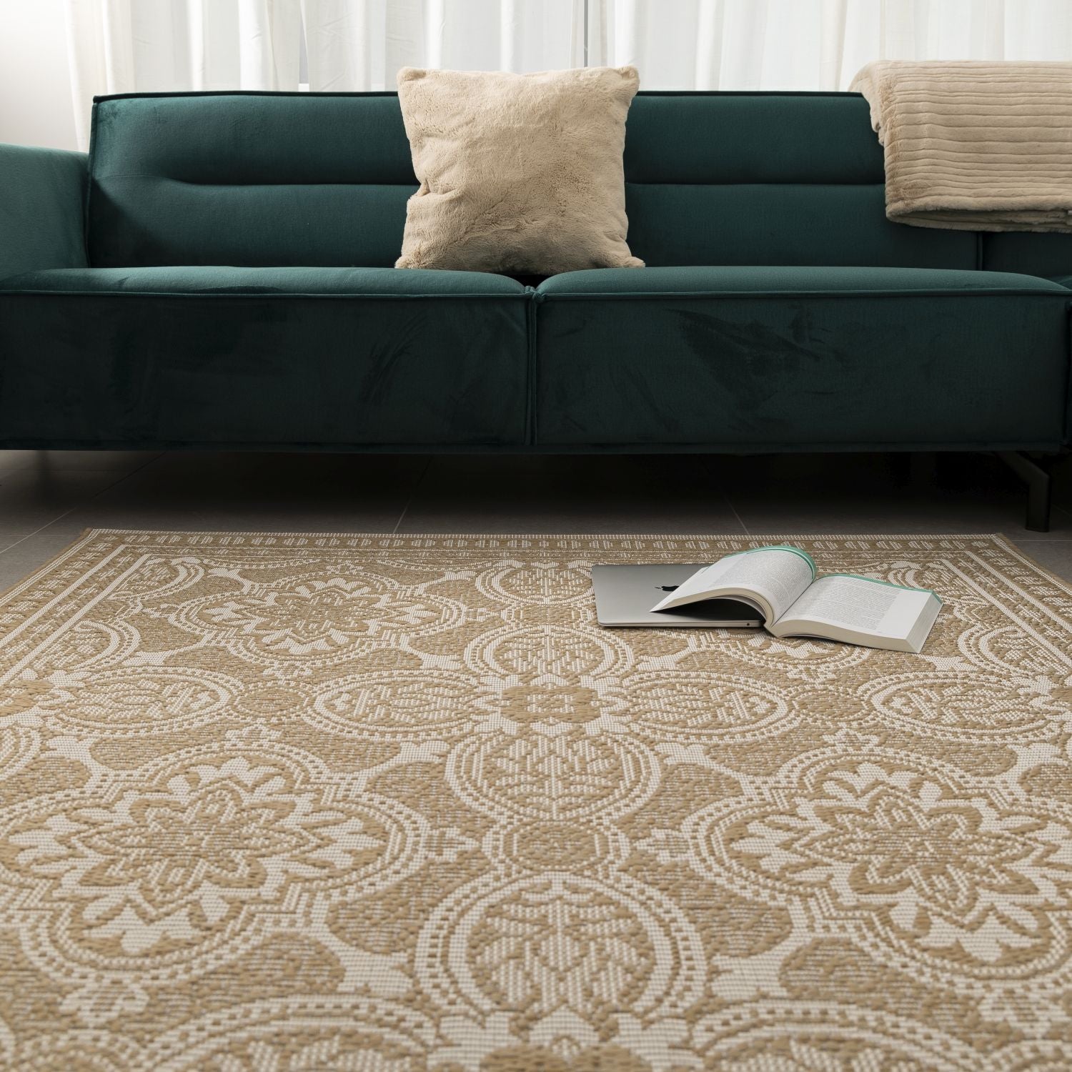 Vloerkleed Buiten - Buitenkleed Laagpolig Beige Vloerkleed Omid Outdoor Tapijt
