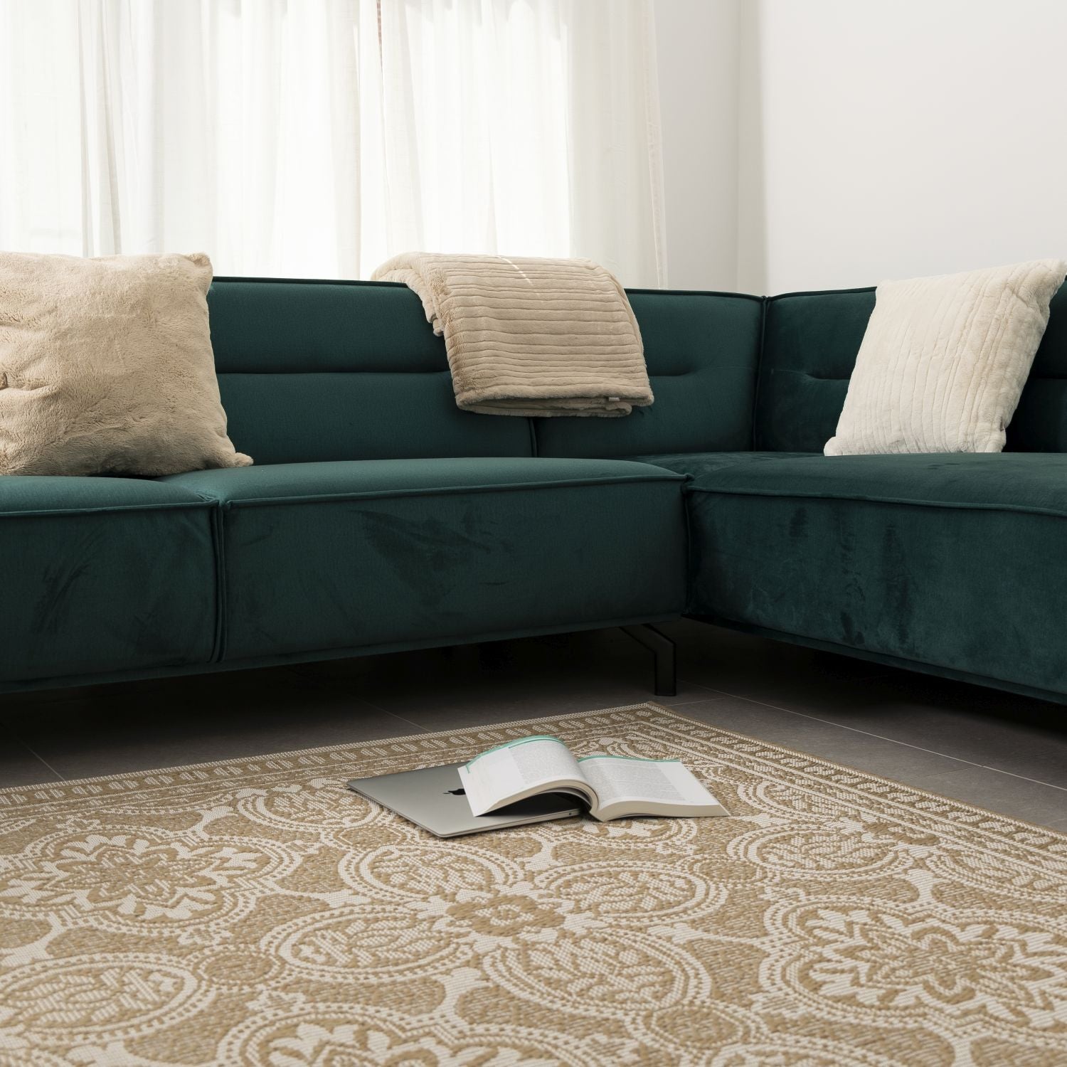 Vloerkleed Buiten - Buitenkleed Laagpolig Beige Vloerkleed Omid Outdoor Tapijt
