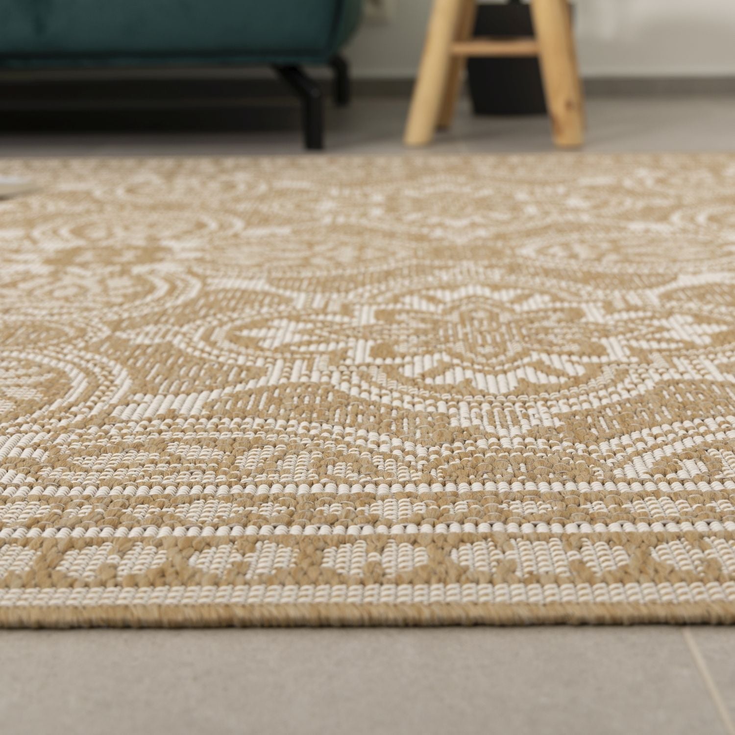 Vloerkleed Buiten - Buitenkleed Laagpolig Beige Vloerkleed Omid Outdoor Tapijt