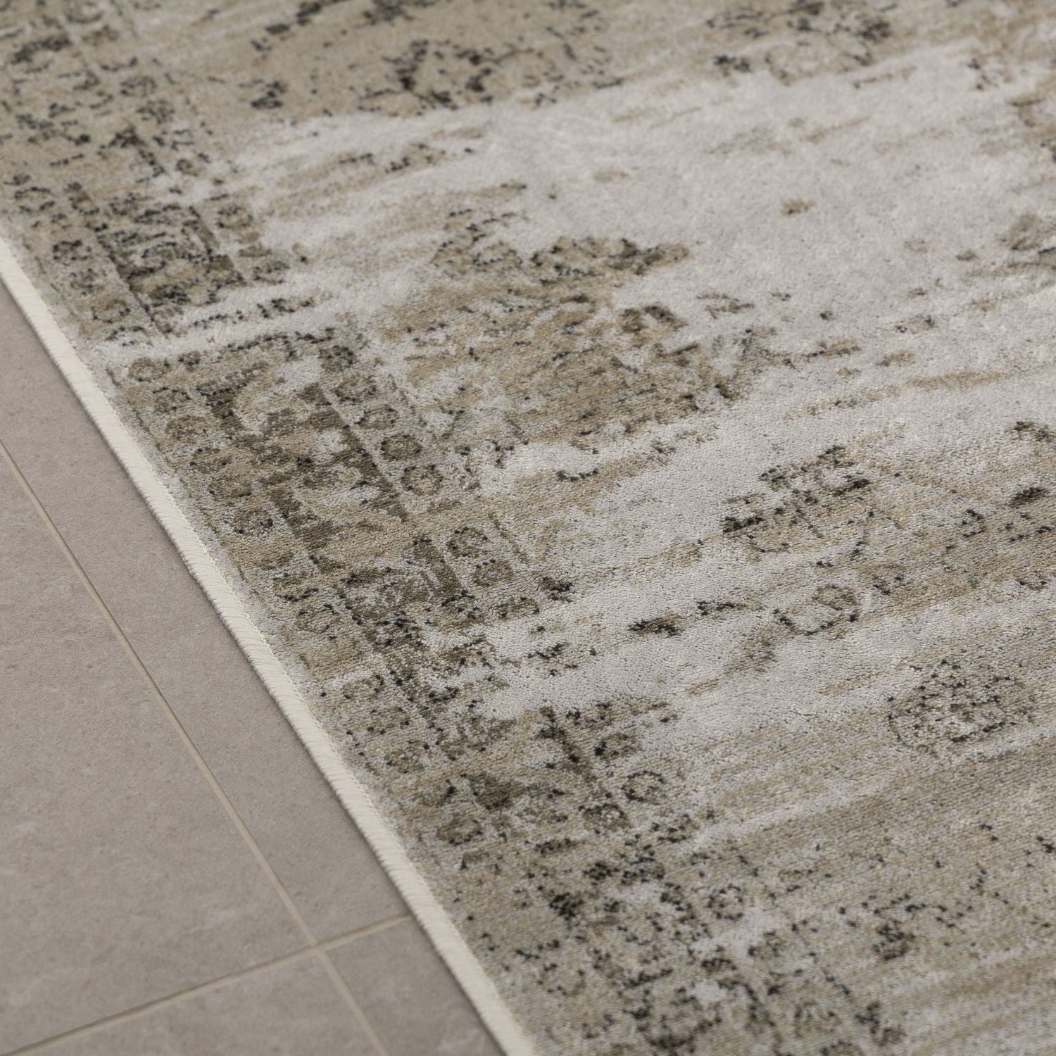 Dun Vloerkleed met Anti-Slip Beige Laagpolig Tapijt Omid Vintage