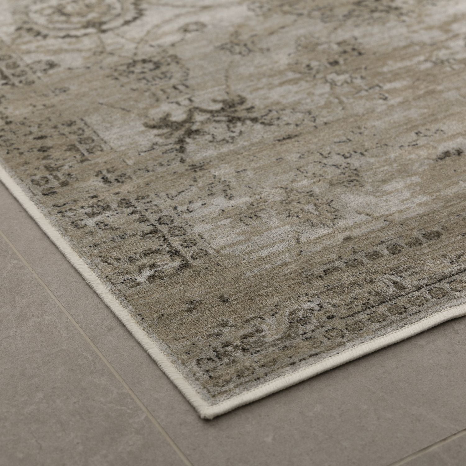Dun Vloerkleed met Anti-Slip Beige Laagpolig Tapijt Omid Vintage