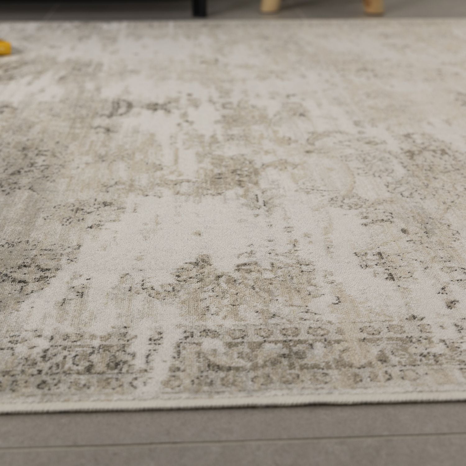 Dun Vloerkleed met Anti-Slip Beige Laagpolig Tapijt Omid Vintage