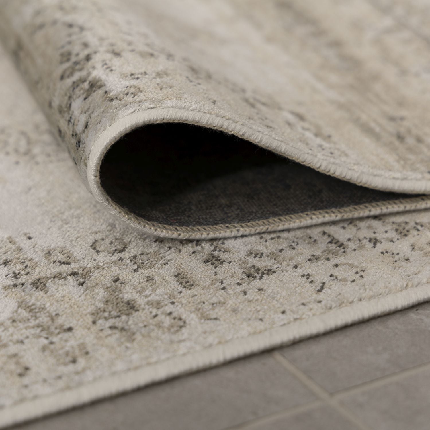 Dun Vloerkleed met Anti-Slip Beige Laagpolig Tapijt Omid Vintage
