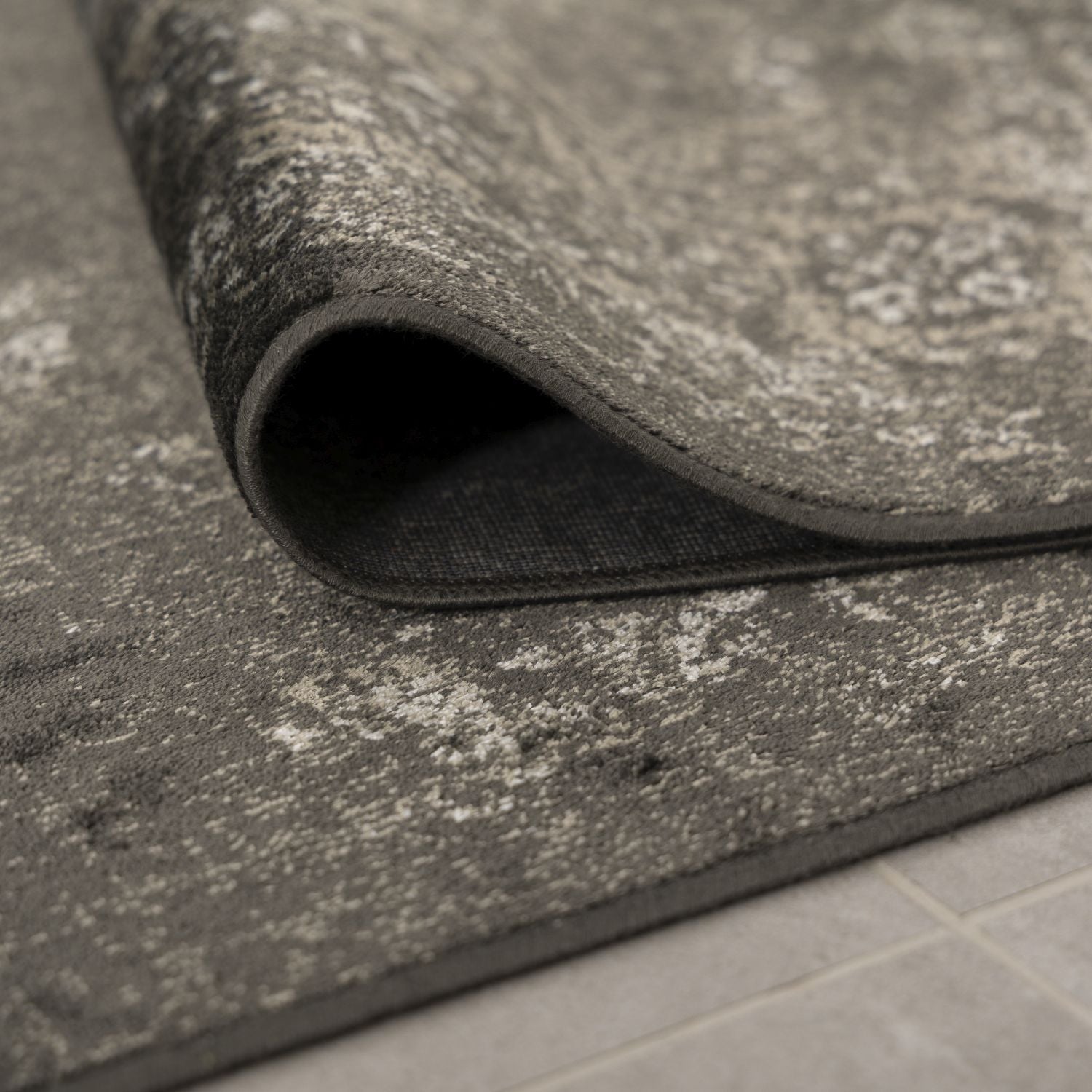 Dun Vloerkleed met Anti-Slip Antraciet Laagpolig Tapijt Omid Vintage