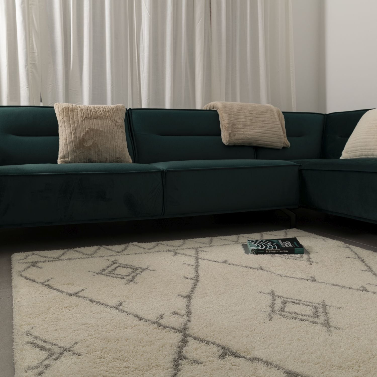 Crème Hoogpolig Vloerkleed Omid Belgian Soft Scandinavisch Wasbaar Tapijt