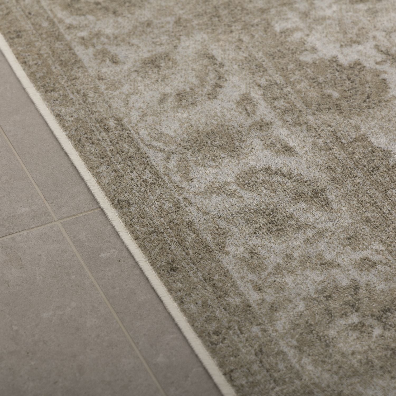 Dun Vloerkleed met Anti-Slip Beige Laagpolig Tapijt Omid Vintage
