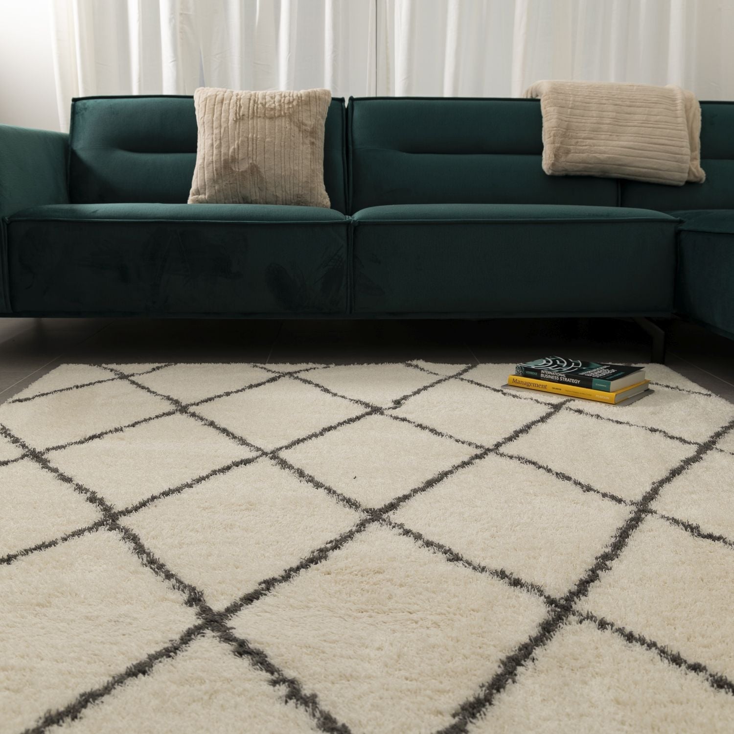 Crème Hoogpolig Vloerkleed Omid Belgian Soft Scandinavisch Wasbaar Tapijt