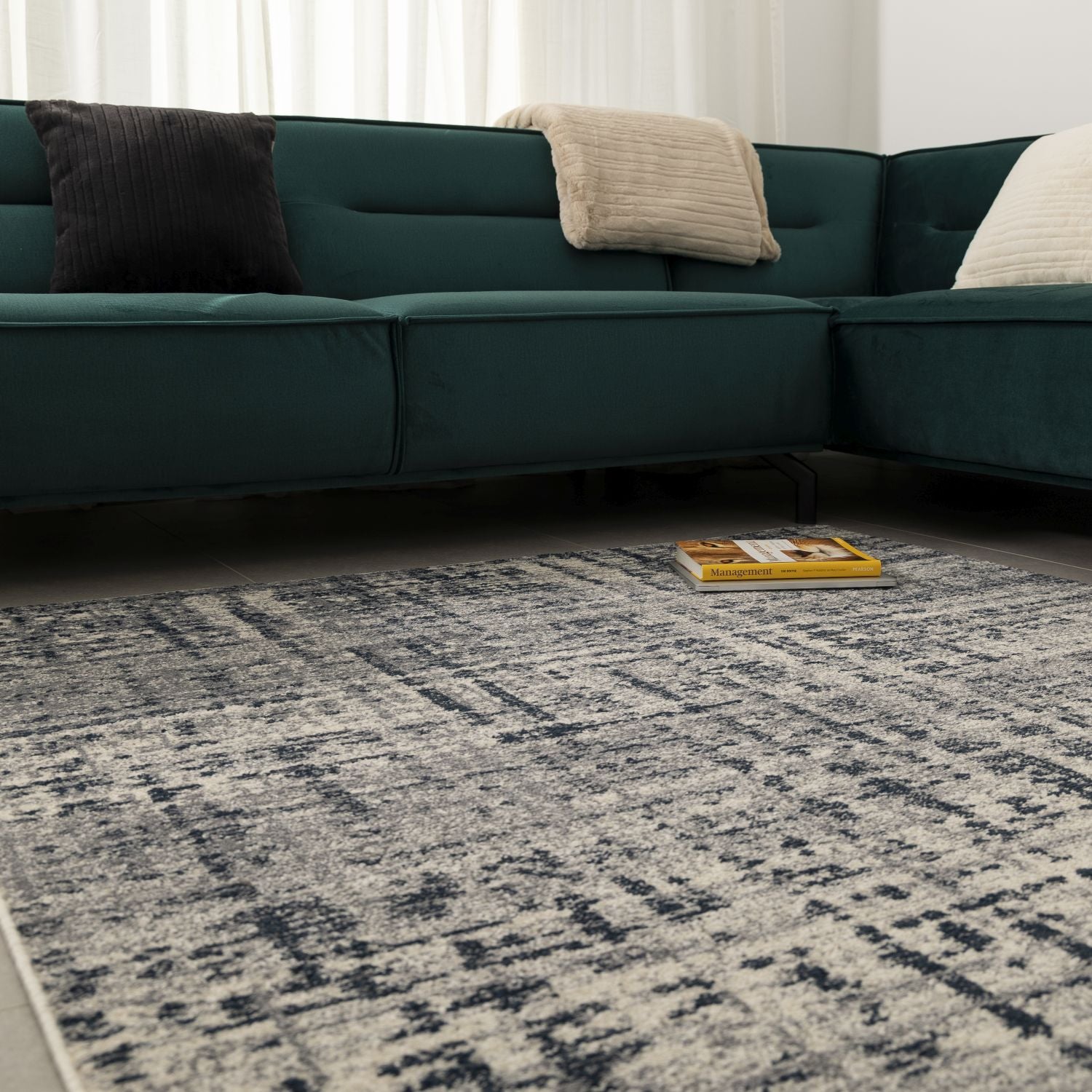 Blauw Tapijt Laagpolig Vloerkleed Omid Modern Belgian