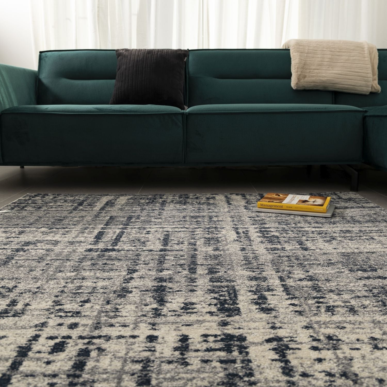 Blauw Tapijt Laagpolig Vloerkleed Omid Modern Belgian