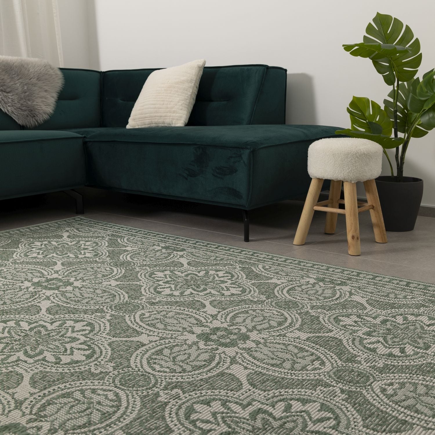 Vloerkleed Buiten - Buitenkleed Laagpolig Groen Vloerkleed Omid Outdoor Tapijt