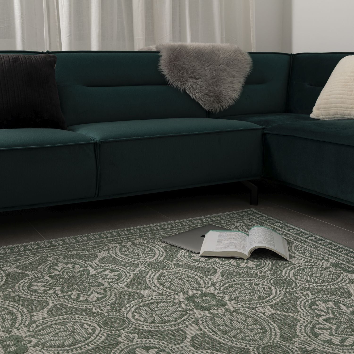 Vloerkleed Buiten - Buitenkleed Laagpolig Groen Vloerkleed Omid Outdoor Tapijt