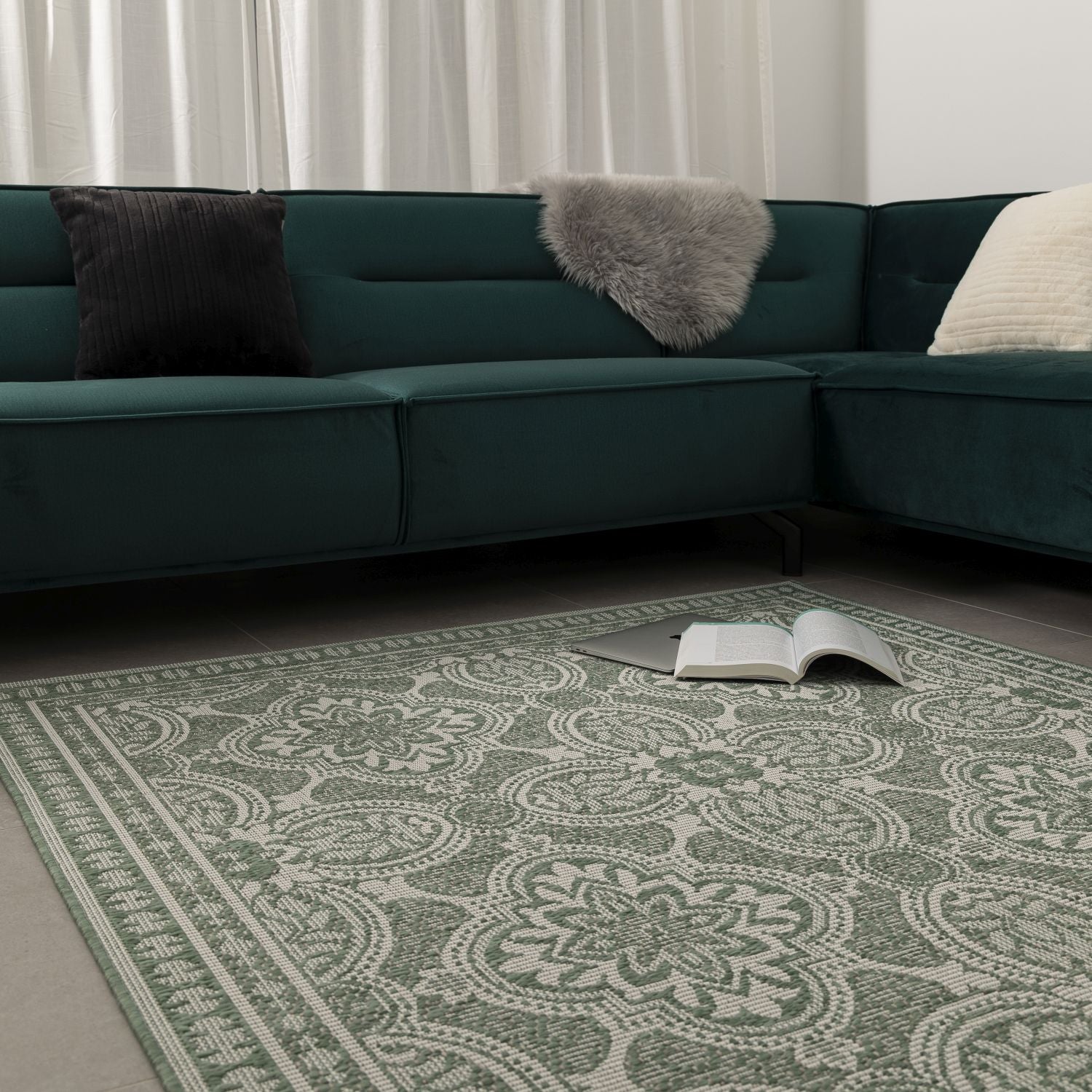 Vloerkleed Buiten - Buitenkleed Laagpolig Groen Vloerkleed Omid Outdoor Tapijt