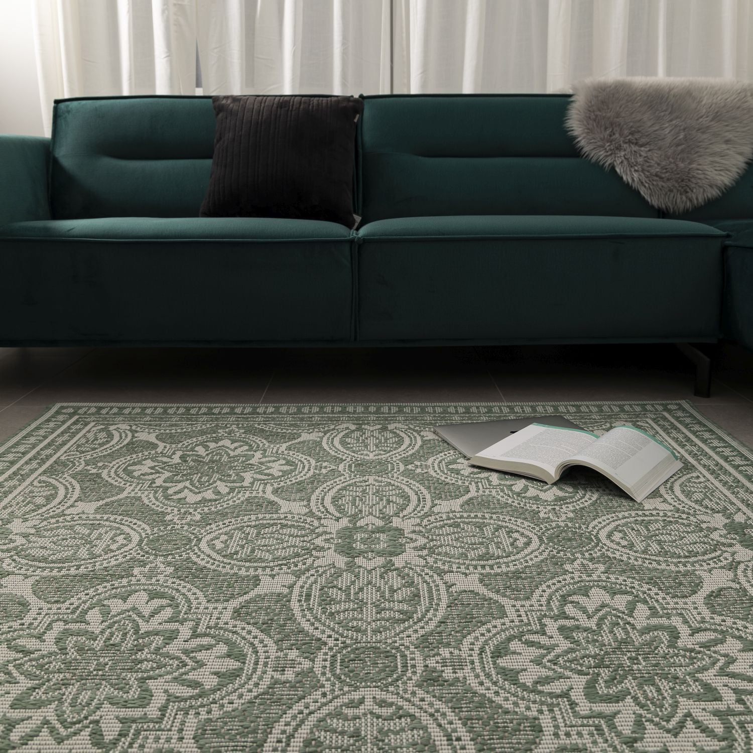 Vloerkleed Buiten - Buitenkleed Laagpolig Groen Vloerkleed Omid Outdoor Tapijt