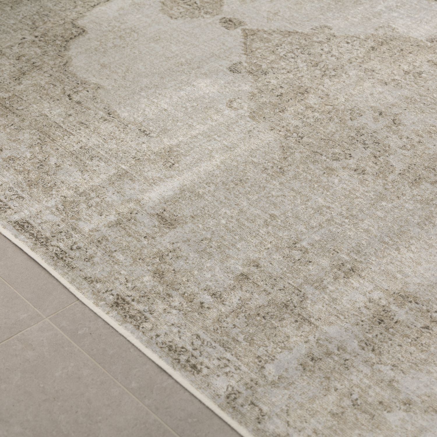 Dun Vloerkleed met Anti-Slip Beige Laagpolig Tapijt Omid Vintage