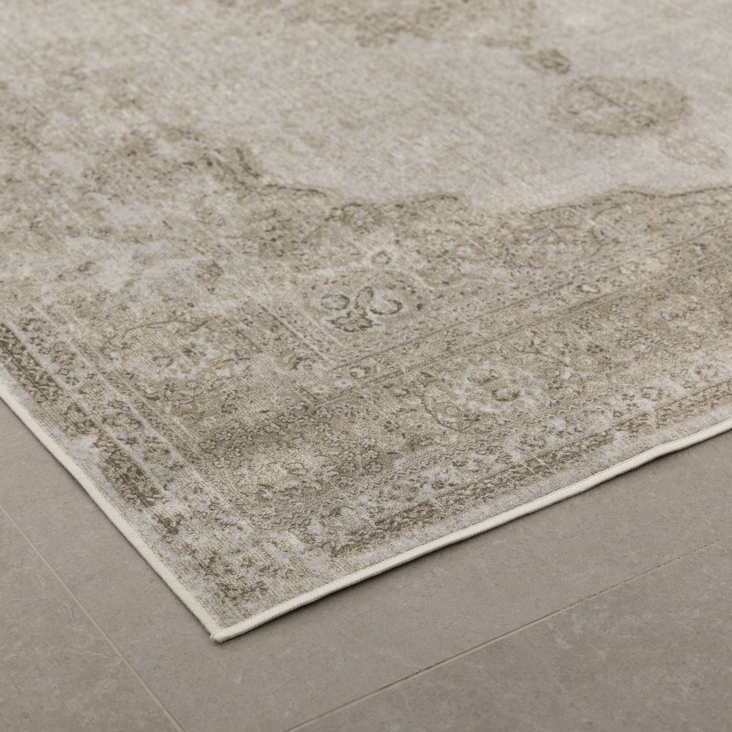 Dun Vloerkleed met Anti-Slip Beige Laagpolig Tapijt Omid Vintage