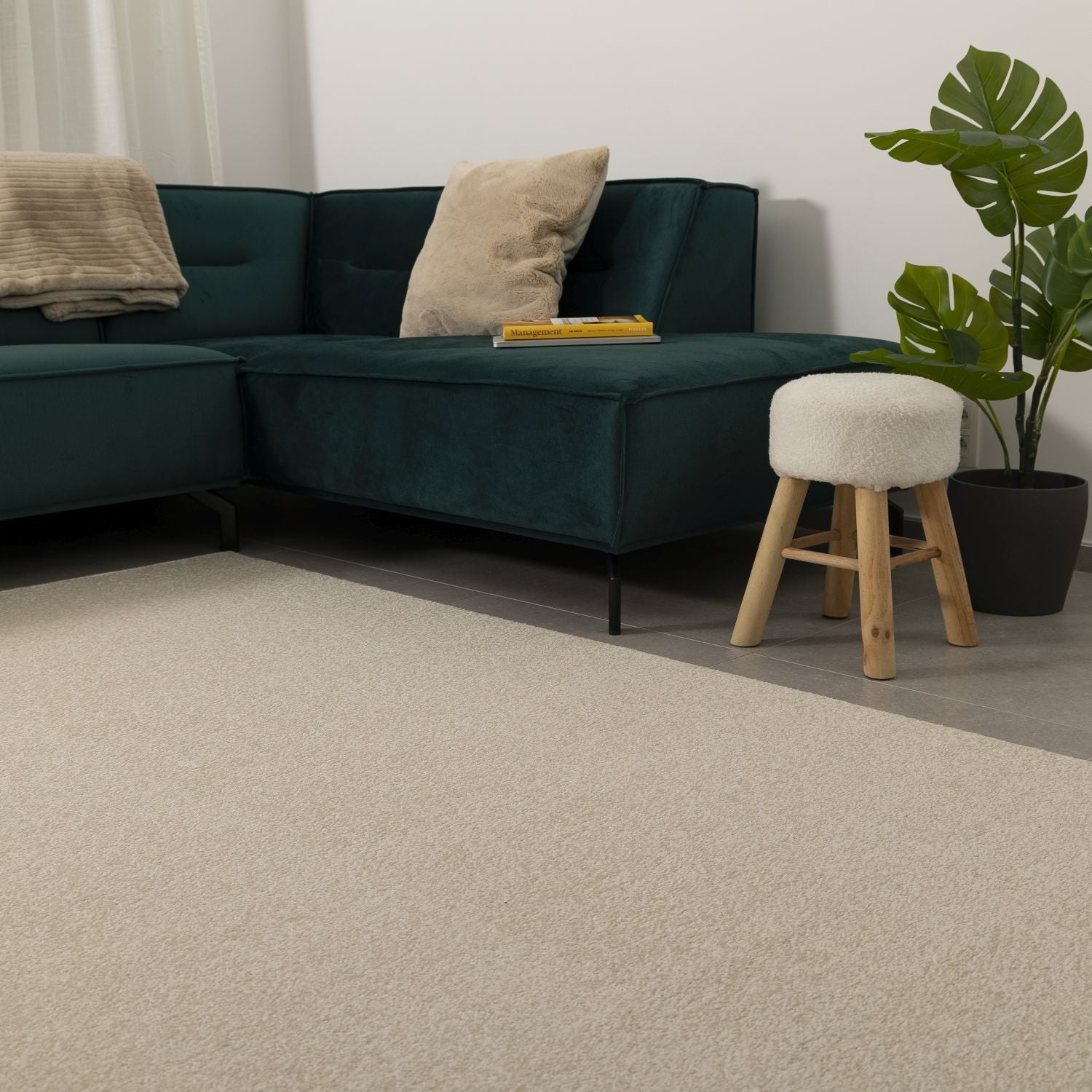 Crème Tapijt Laagpolig Vloerkleed Omid Modern Belgian