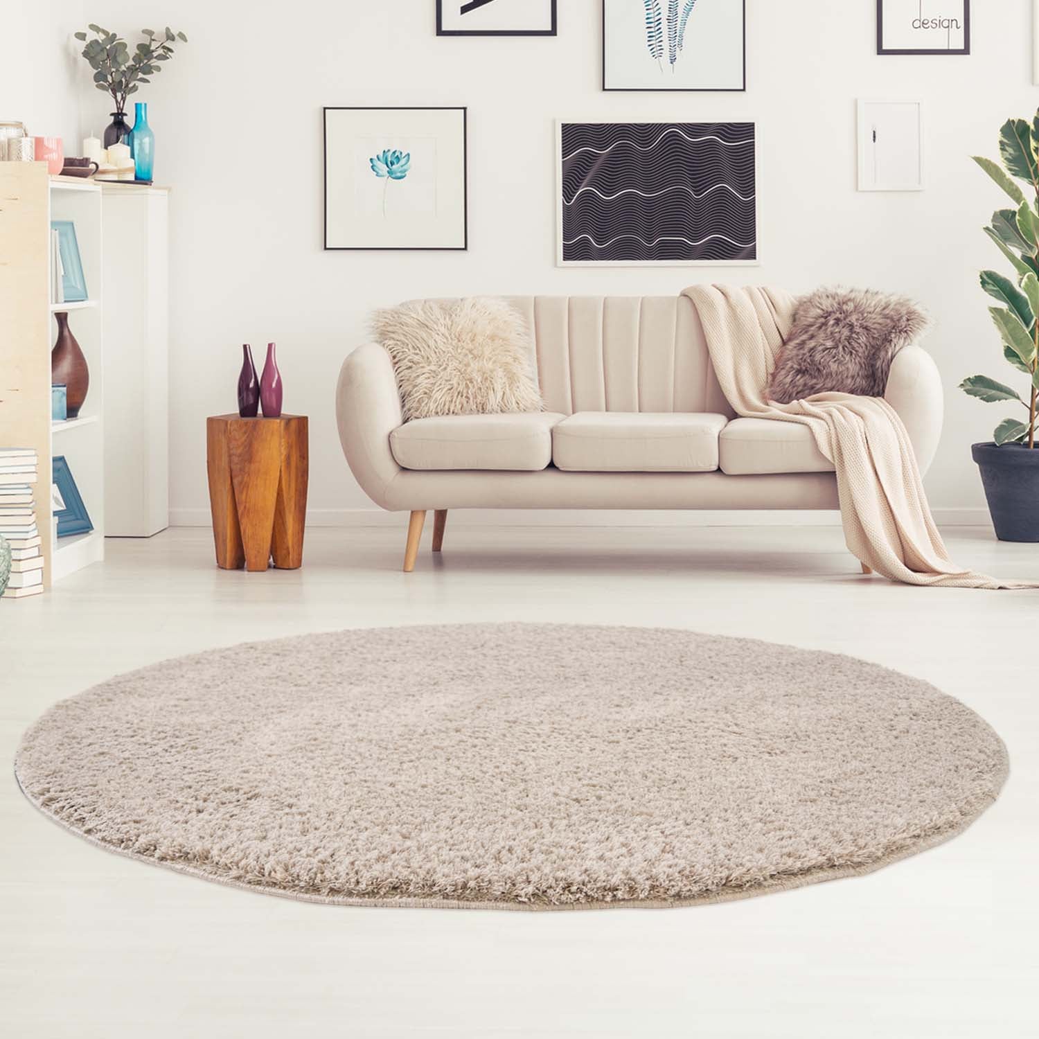 Rond Tapijt Omid Cloud Vloerkleed Beige - Omid Carpets