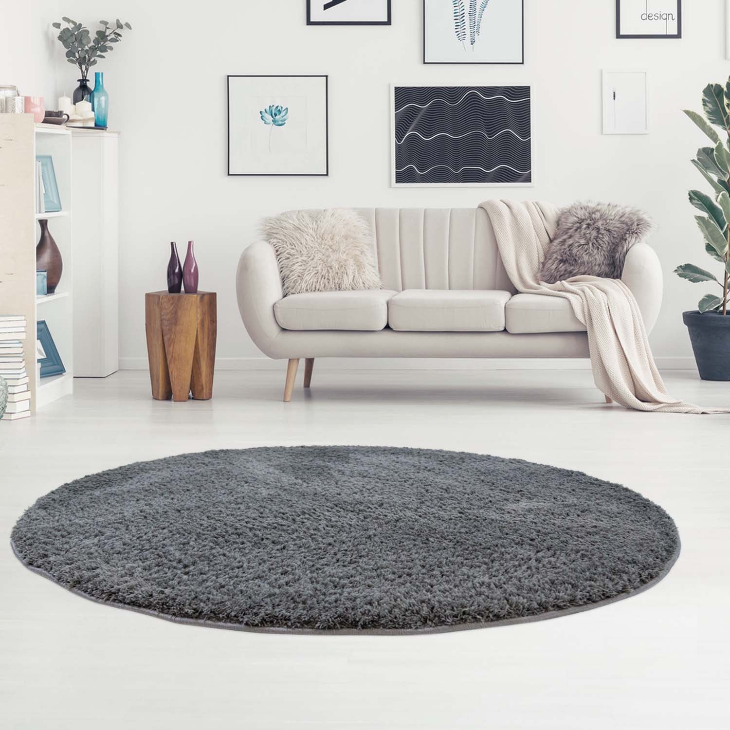 Rond Tapijt Omid Cloud Vloerkleed Anthraciet - Omid Carpets